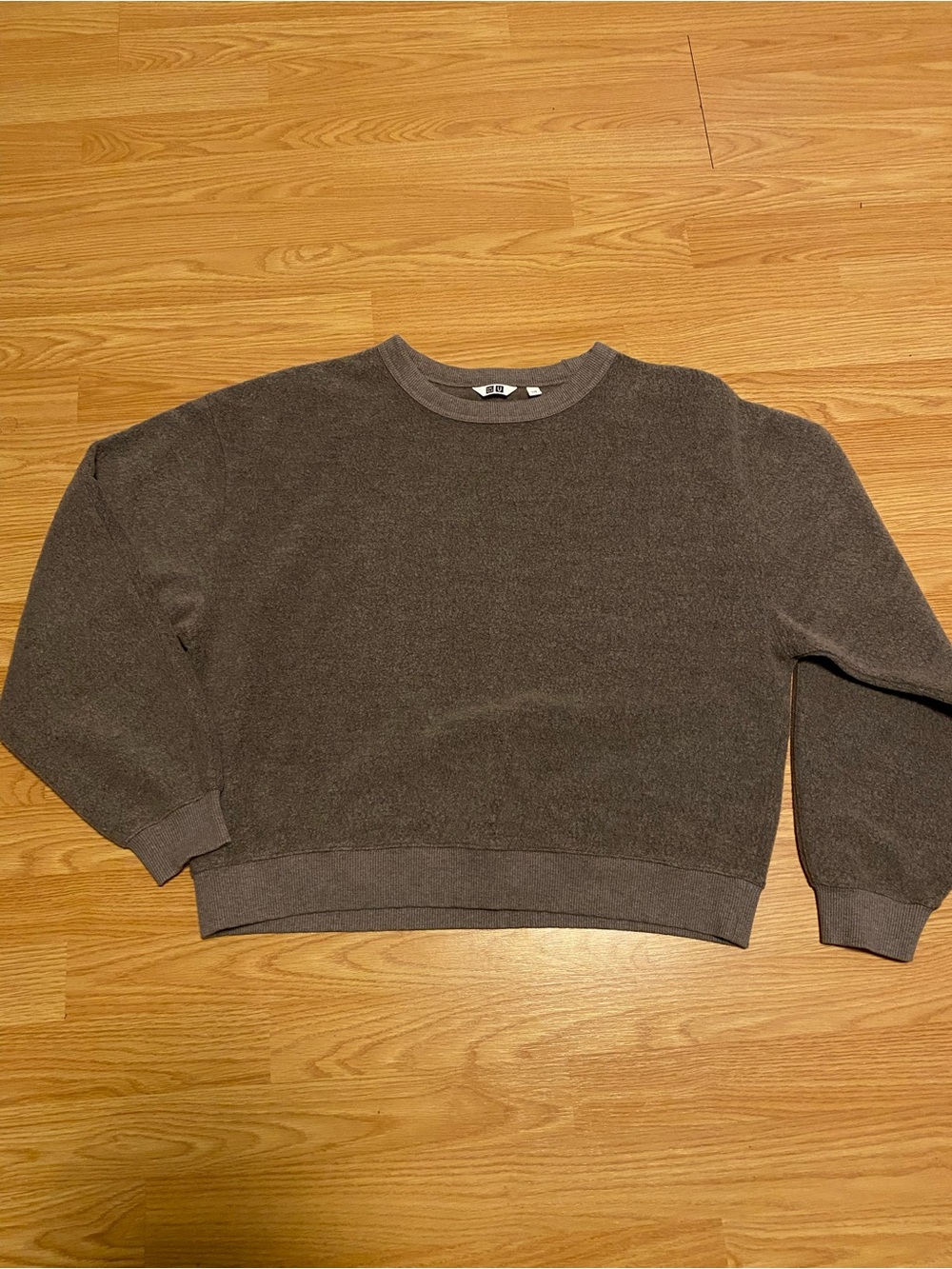 Uniqlo wool blend crew neck sweatshirt size large brown